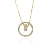 925 Ayar Gümüş Gold İç İçe Geçmiş Halka Kadın Kolye thumbnail 1