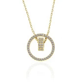 925 Ayar Gümüş Gold İç İçe Geçmiş Halka Kadın Kolye thumbnail 2