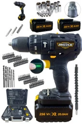 Dozzer Alman BATMAN Serii 256 Vf 20 Ah Darbeli 13 Mm Çelik Mandrenli 84 Pcs Akülü Vidalama Matkap - 1