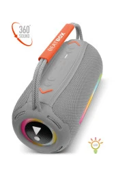 BeatBox Gri Led Işıklı Dayanıklı Ses Bombası Usb Sd Aux FM Radyo Bluetooh Hoparlör - 1