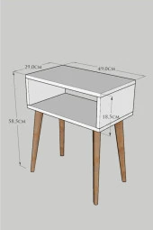 RENGARENK Meşe Başucu Yan Sehpa Komodin thumbnail 5