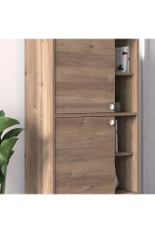 Ünüvar Konsept Krema Yüksek Dolap Kapaklı Raflı Meşe - 1