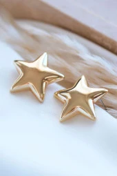 Gold Parlak Yıldız Küpe - 2