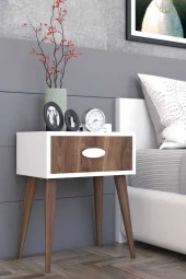 ÜNÜVAR KONSEPT Komodin Çekmeceli - Beyaz Cevizk2 thumbnail 1