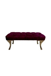 Ünüvar Konsept Puf Bench Kapitoneli Bordo - Gold Renk Ayak - 1