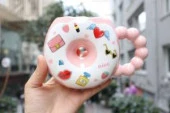 Donut Figürlü Renkli Porselen Kupa 1 Adet - 1