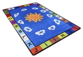 Çocuk Halısı ve Bebek Halısı Yıkanabilir Kaymaz Taban Harfler Mavi Dijital Baskı Halı HC002 - 4
