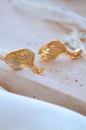 Gold Oyster Küpe - 5
