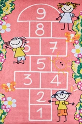 Çocuk Halısı ve Bebek Halısı Yıkanabilir Kaymaz Taban Sayılar Pembe Dijital Baskı Halı HC006 - 1