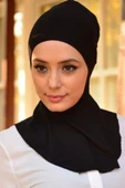 Kadın Penye Boyunluklu Bone Siyah Beyaz 2'li Set - 2