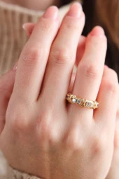 Gold Tiffany XOX Zirkon Ayarlanabilir Yüzük - 2