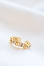 Gold Tiffany XOX Zirkon Ayarlanabilir Yüzük - 6