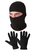 Termal Siyah Unisex Kar Maskesi Polar Eldiven Set - 1