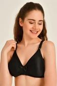 Düz Toplayıcı Silikonlu Desteksiz Sütyen Siyah - 1