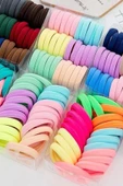 Kadın 50 Adet Renkli Lastik Saç Toka Seti - 3