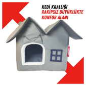 XPERMATE Pet Villa Kedi Evi Kedi Villası Kedi Kulübesi Kedi Evleri  Antrasit - 3
