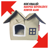XPERMATE Pet Villa Kedi Evi Kedi Villası Kedi Kulübesi Kedi Evleri Bej - 3