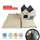 XPERMATE Pet Villa Kedi Evi Kedi Villası Kedi Kulübesi Kedi Evleri Bej - 4