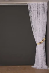 YAPRAK  MODEL BEYAZ RENK İP PERDE HAZIR DÜĞMELERİ DİKİLMİŞ İP PERDE 300*270 cm thumbnail 6