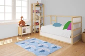 Çocuk Halısı ve Bebek Halısı Yıkanabilir Kaymaz Taban Bulutlar Mavi Dijital Baskı Halı HC010 - 6