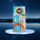 120W METAL UÇLU 3 DEĞİŞİK BAŞLIKLI ŞARJ KABLOSU - 1