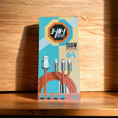 120W METAL UÇLU 3 DEĞİŞİK BAŞLIKLI ŞARJ KABLOSU - 6