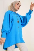 Balon Kol Keten Gömlek Mavi thumbnail 1
