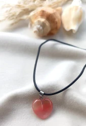Kolye Gerdanlık Kalp Yoga Reiki Doğal Pembe Kuvars Taşı Kadın Takı Hediye - 2