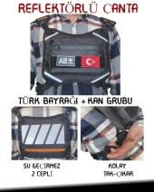 Reflektörlü Gögüs Çantası Kan Grubu AB+ Türk Bayrağı Su Geçirmez Gri Turuncu - 1