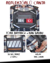 Reflektörlü Gögüs Çantası Kan Grubu B+ Türk Bayrağı Su Geçirmez Gri Turuncu - 1