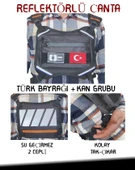 Reflektörlü Gögüs Çantası Kan Grubu O- Türk Bayrağı Su Geçirmez Gri Turuncu - 1