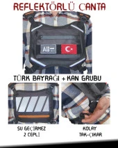 Reflektörlü Gögüs Çantası Kan Grubu AB- Türk Bayrağı Su Geçirmez Gri Turuncu - 1