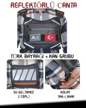Reflektörlü Gögüs Çantası Kan Grubu A- Türk Bayrağı Su Geçirmez Gri Turuncu - 1