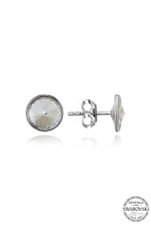 Swarovski Crystal Kadın 10 mm Çivili Gümüş Küpe - 2