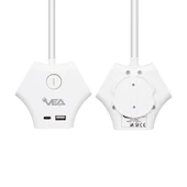 VEA VE-G903YC 3 Lü Priz Usb li Type-c Girişli Çoklu Priz 1.5 Metre Kablolu Uzatma Kablosu 3860 Watt 16 Amper - 3