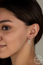 Swarovski Crystal Kadın Sallantılı Gümüş Küpe - 2