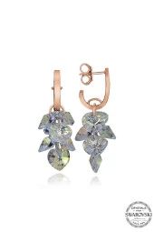 Swarovski Crystal Kadın Kalp Salkım Rose Gümüş Küpe - 1