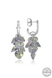 Swarovski Crystal Kadın Kalp Salkım Gümüş Küpe - 1