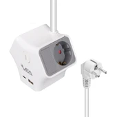 VEA VE-G903YC 3 Lü Priz Usb li Type-c Girişli Çoklu Priz 1.5 Metre Kablolu Uzatma Kablosu 3860 Watt 16 Amper - 1