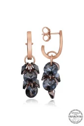 Swarovski Crystal Kadın Salkım Gümüş Rose Küpe - 1