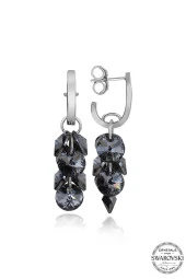 Swarovski Crystal Kadın Salkım 10x7 mm Gümüş Küpe - 2