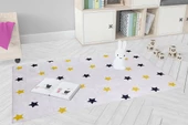 Çocuk Halısı ve Bebek Halısı Yıkanabilir Kaymaz Taban Gri Sarı Desen Dijital Baskı Halı HC013 - 8