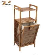 Panalı Bambu Çamaşır Sepeti Raflı PNLB9037 - 2