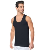 6 Lı Seher Klasik Erkek Penye Atlet 0001 Siyah - 1