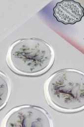 Mühürcüm 12 Adet Hazır Kendinden Yapışkanlı Güvercin Davetiye Sticker Mühür KYSM107 - 6