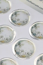 Mühürcüm 12 Adet Hazır Kendinden Yapışkanlı Çiçek Karahindiba Sticker Mühür KYSM108 - 2