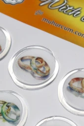 Mühürcüm 12 Adet Hazır Kendinden Yapışkanlı Yüzük Davetiye Sticker Mühür KYSM111 - 6