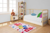Çocuk Halısı ve Bebek Halısı Yıkanabilir Kaymaz Taban Sayılar Pembe Dijital Baskı Halı HC014 - 6