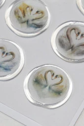 Mühürcüm 12 Adet Hazır Kendinden Yapışkanlı Kuğu Sticker Mühür KYSM112 - 2