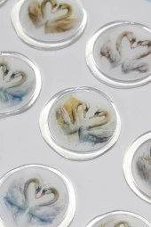 Mühürcüm 12 Adet Hazır Kendinden Yapışkanlı Kuğu Sticker Mühür KYSM112 - 3
